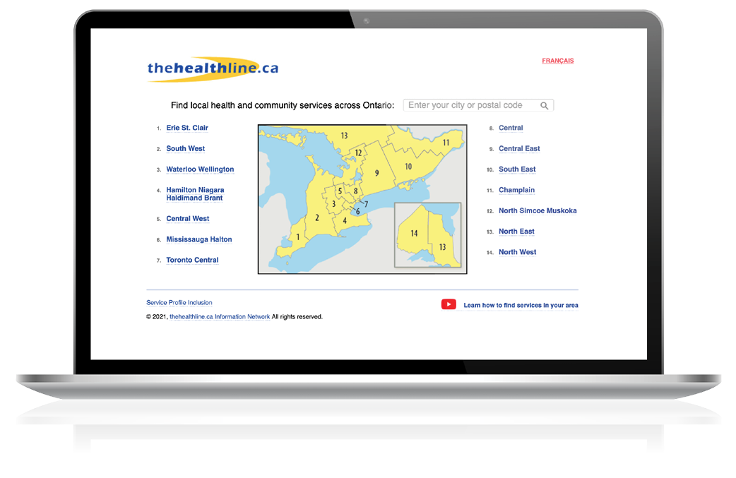 thehealthline.ca directory on laptop